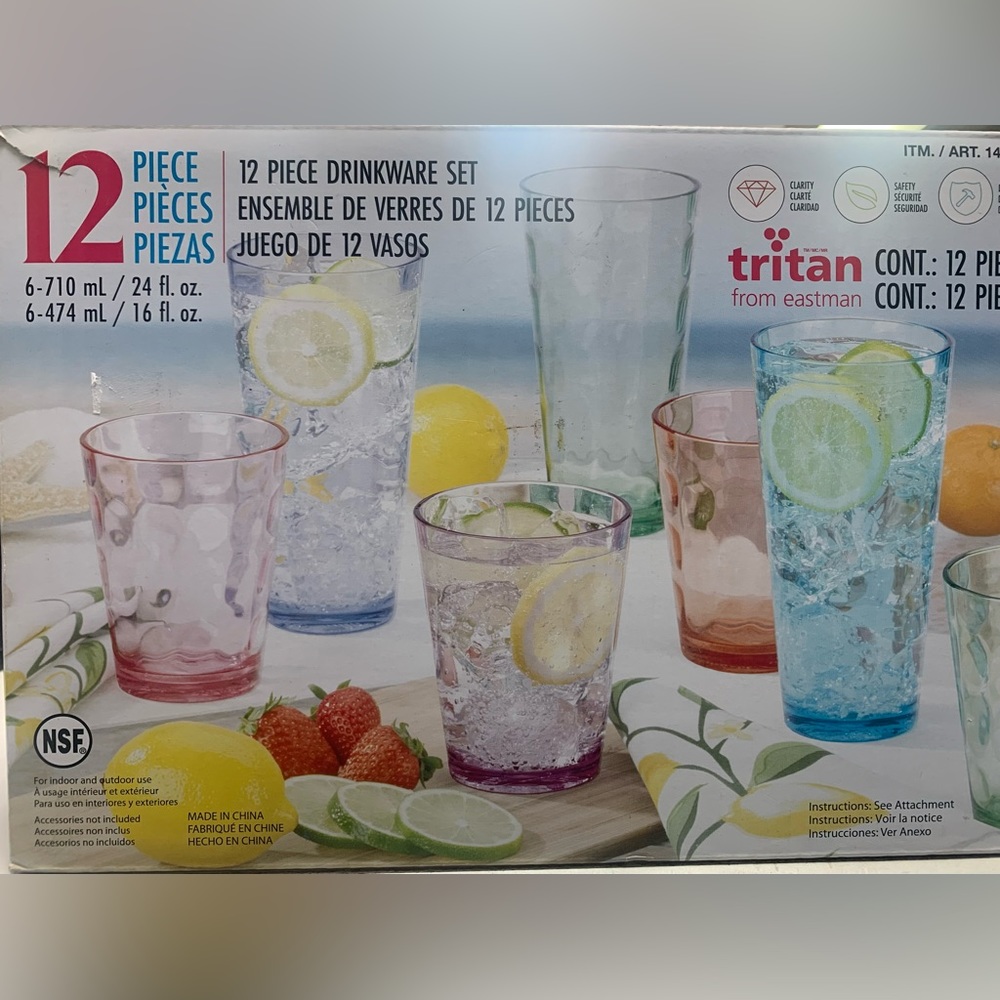 12 Pieces Shatterproof Tritan Drinkware Set - Picture 5 of 7